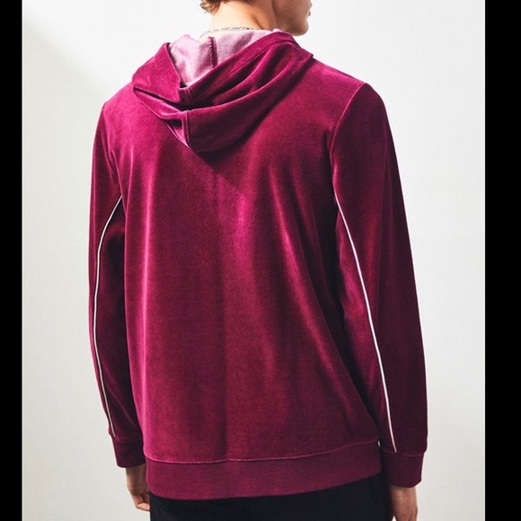 Pacsun burgundy and navy velvet hoodie - Picture 4 of 8